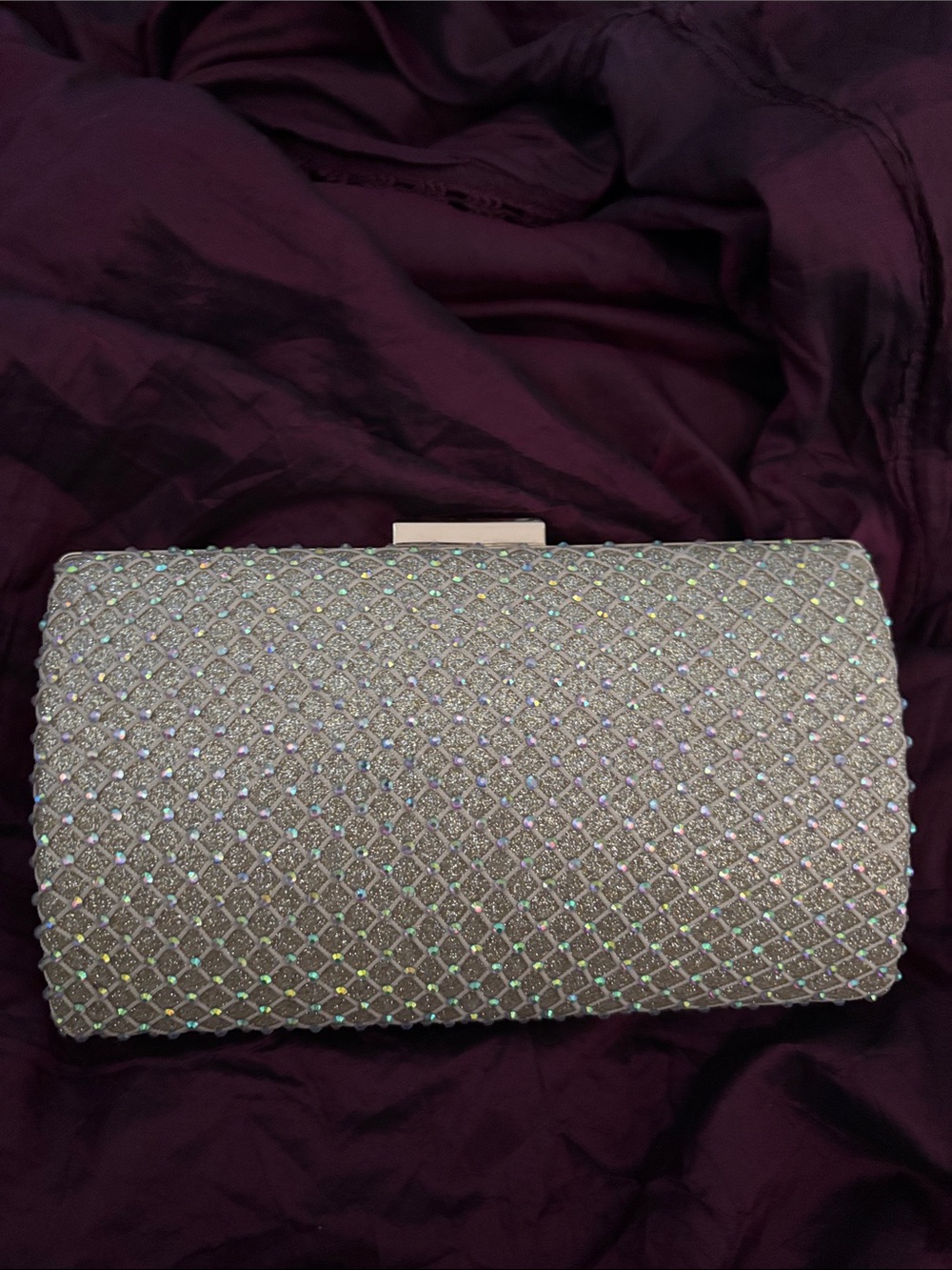 Crystal-Embellished Gold Evening Clutch